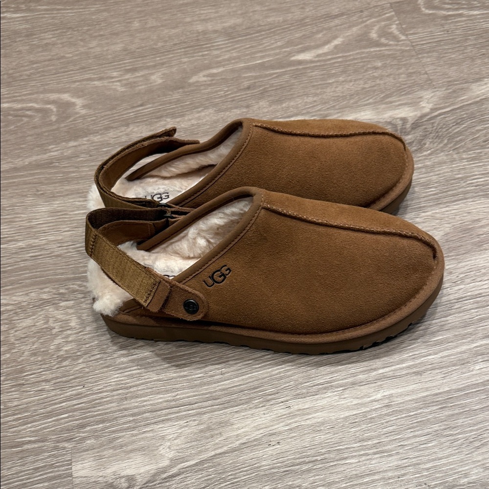 UGG Chestnut Suede Back-Strap Shearling Clog - Picture 4 of 4